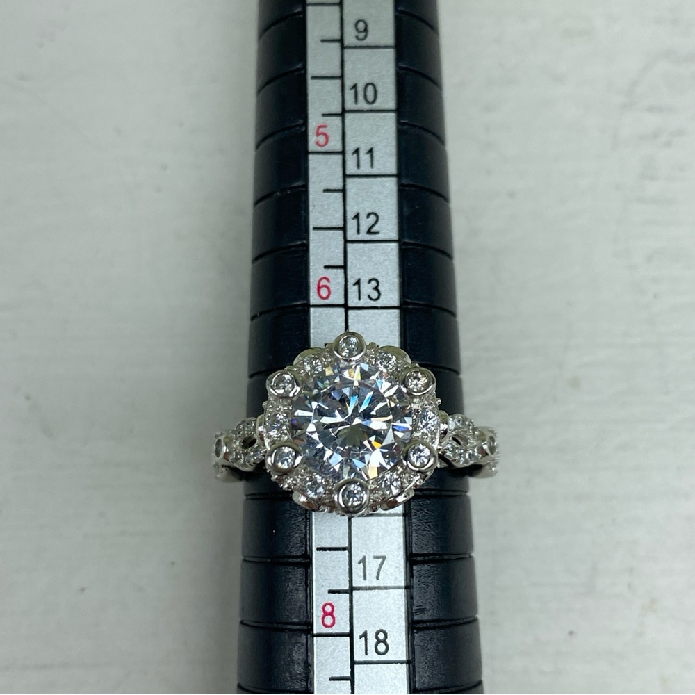 Sterling Silver Bejeweled Crown Ring FZN 925 With CZ Accents Size 7